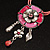 Bright Pink Enamel Flower Pendant With Faux Suede Cord Necklace (Silver Tone) - 40cm Length - view 9