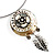 Stunning Floral Shell Drop Pendant With Leather Style Cord Necklace (Silver Tone) - 40cm Length - view 8