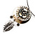 Stunning Floral Shell Drop Pendant With Leather Style Cord Necklace (Silver Tone) - 40cm Length - view 10
