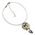 Stunning Floral Shell Drop Pendant With Leather Style Cord Necklace (Silver Tone) - 40cm Length - view 5