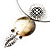 Stunning Floral Shell Drop Pendant With Leather Style Cord Necklace (Silver Tone) - 40cm Length - view 12