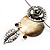 Stunning Floral Shell Drop Pendant With Leather Style Cord Necklace (Silver Tone) - 40cm Length - view 7