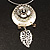 Stunning Floral Shell Drop Pendant With Leather Style Cord Necklace (Silver Tone) - 40cm Length - view 14