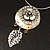 Stunning Floral Shell Drop Pendant With Leather Style Cord Necklace (Silver Tone) - 40cm Length - view 15
