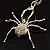 Shimmering Diamante Spider Pendant Necklace (Silver Tone Finish) - 60cm Length