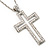 Oversized Open Diamante Cross Pendant Necklace In Rhodium Plated Metal - 64cm Length with 6cm extension - view 3