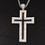 Oversized Open Diamante Cross Pendant Necklace In Rhodium Plated Metal - 64cm Length with 6cm extension - view 2
