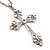 Diamante Cross Pendant Necklace In Rhodium Plated Metal - 62cm Length with 6cm extension - view 5
