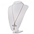 Diamante Cross Pendant Necklace In Rhodium Plated Metal - 62cm Length with 6cm extension - view 4