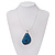 Blue Quartz Medallion Wire Pendant Necklace In Rhodium Plated Metal - 40cm Length with 6cm extension - view 4