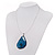 Blue Quartz Medallion Wire Pendant Necklace In Rhodium Plated Metal - 40cm Length with 6cm extension - view 7
