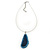 Blue Quartz Medallion Wire Pendant Necklace In Rhodium Plated Metal - 40cm Length with 6cm extension - view 2