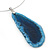 Blue Quartz Medallion Wire Pendant Necklace In Rhodium Plated Metal - 40cm Length with 6cm extension - view 3