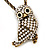Long Cute Crystal & Simulated Pearl Owl Pendant Necklace In Antique Gold Metal - 60cm Length (10cm Extension) - view 6