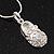 Tiny Crystal 'Shoe' Pendant Necklace In Silver Plated Metal - 42cm Length