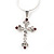 Small Diamante Cross Pendant Necklace In Rhodium Plated Metal - 40cm Length & 4cm Extension - view 4
