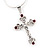 Small Diamante Cross Pendant Necklace In Rhodium Plated Metal - 40cm Length & 4cm Extension - view 5