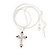Small Diamante Cross Pendant Necklace In Rhodium Plated Metal - 40cm Length & 4cm Extension - view 6