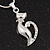Rhodium Plated 'Cat With Crystal Tail' Pendant Necklace - 40cm Length & 4cm Extension - view 2