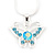 Light Blue Crystal 'Butterfly' Pendant Necklace In Silver Plating - 40cm Length/ 4cm Extension - view 2