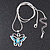 Light Blue Crystal 'Butterfly' Pendant Necklace In Silver Plating - 40cm Length/ 4cm Extension - view 4