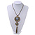 Long Blue Tassel Pendant Necklace In Burn Gold Finish - 70cm Length - view 5