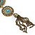 Long Blue Tassel Pendant Necklace In Burn Gold Finish - 70cm Length - view 6