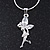 Silver Plated CZ 'Fairy' Pendant Necklace - 40cm Length - April Birth Stone