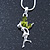 Delicate Peridot Coloured CZ 'Fairy' Pendant Necklace In Rhodium Plating - 42cm Length/ 5cm Extension - August Birth Stone - view 2