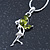 Delicate Peridot Coloured CZ 'Fairy' Pendant Necklace In Rhodium Plating - 42cm Length/ 5cm Extension - August Birth Stone - view 3