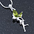 Delicate Peridot Coloured CZ 'Fairy' Pendant Necklace In Rhodium Plating - 42cm Length/ 5cm Extension - August Birth Stone - view 4
