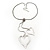 Long Double Heart Pendant Necklace In Rhodium Plating - 62cm Length/ 23cm Heart Tassel - view 2