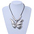 Large Solid 'Butterfly' Pendant Necklace In Silver Plating - 38cm Length/ 7cm Extension - view 6
