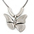 Large Solid 'Butterfly' Pendant Necklace In Silver Plating - 38cm Length/ 7cm Extension - view 7
