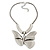 Large Solid 'Butterfly' Pendant Necklace In Silver Plating - 38cm Length/ 7cm Extension - view 8