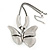 Large Solid 'Butterfly' Pendant Necklace In Silver Plating - 38cm Length/ 7cm Extension - view 9