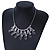 Clear/Grey Glass Crystal Drops Ethnic Necklace In Rhodium Plating - 38cm Length/ 7cm Extension - view 7