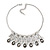 Clear/Grey Glass Crystal Drops Ethnic Necklace In Rhodium Plating - 38cm Length/ 7cm Extension