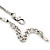 Clear/Grey Glass Crystal Drops Ethnic Necklace In Rhodium Plating - 38cm Length/ 7cm Extension - view 5