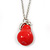 Red Resin 'Pear' Pendant With Long Silver Tone Oval Link Chain Necklace - 70cm Length - view 8