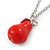 Red Resin 'Pear' Pendant With Long Silver Tone Oval Link Chain Necklace - 70cm Length - view 5