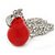 Red Resin 'Pear' Pendant With Long Silver Tone Oval Link Chain Necklace - 70cm Length - view 4