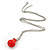 Red Resin 'Pear' Pendant With Long Silver Tone Oval Link Chain Necklace - 70cm Length - view 2