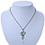 Mint Green Enamel 'Flower' With Beaded Tassel Pendant On Antique Gold Chain - 36cm Length/ 8cm Extension - view 4