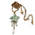 Mint Green Enamel 'Flower' With Beaded Tassel Pendant On Antique Gold Chain - 36cm Length/ 8cm Extension - view 3