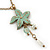 Mint Green Enamel 'Flower' With Beaded Tassel Pendant On Antique Gold Chain - 36cm Length/ 8cm Extension - view 2