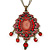 Red, Pink Enamel Tassel Pendant With 80cm L Bronze Tone Double Chain - view 3