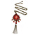 Red, Pink Enamel Tassel Pendant With 80cm L Bronze Tone Double Chain - view 2