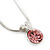 7mm Pink Round Crystal Pendant With Silver Tone Snake Chain - 36cm Length/ 5cm Extension - view 2