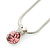 7mm Pink Round Crystal Pendant With Silver Tone Snake Chain - 36cm Length/ 5cm Extension - view 7